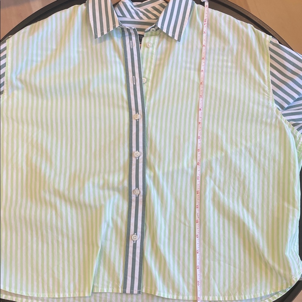 Talbots oversized cropped poplin short shirt blooming stripe - Picture 8 of 9